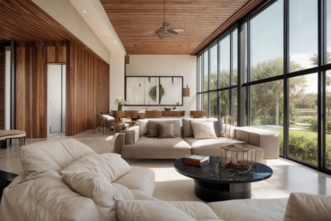 Sunny Orlando home interior with energy efficient window film installed