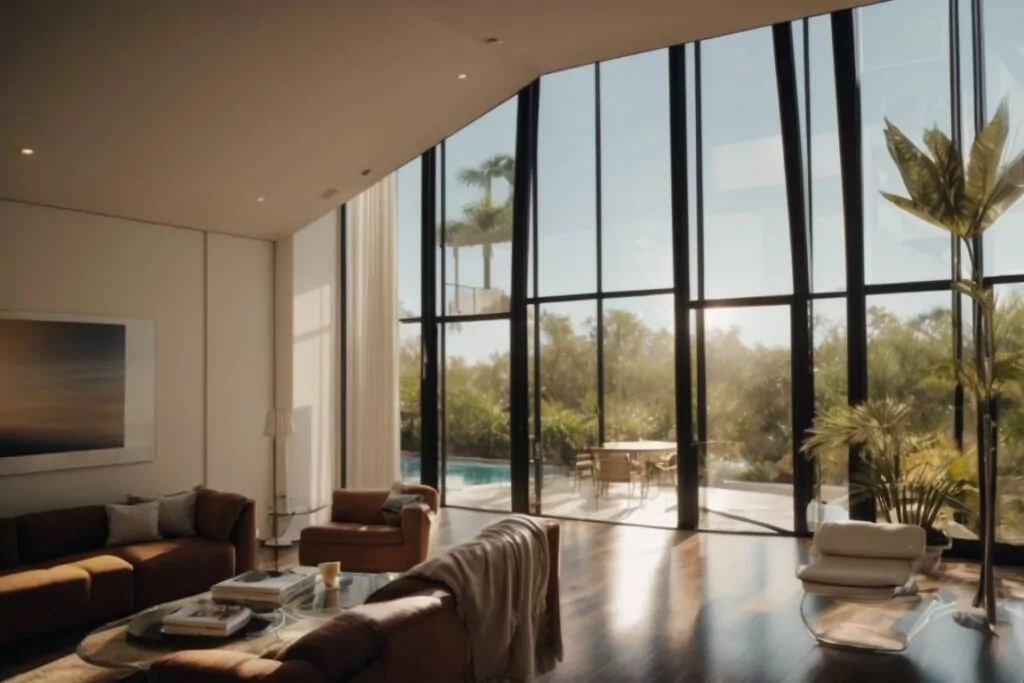 Orlando home interior with sun filtering through window film