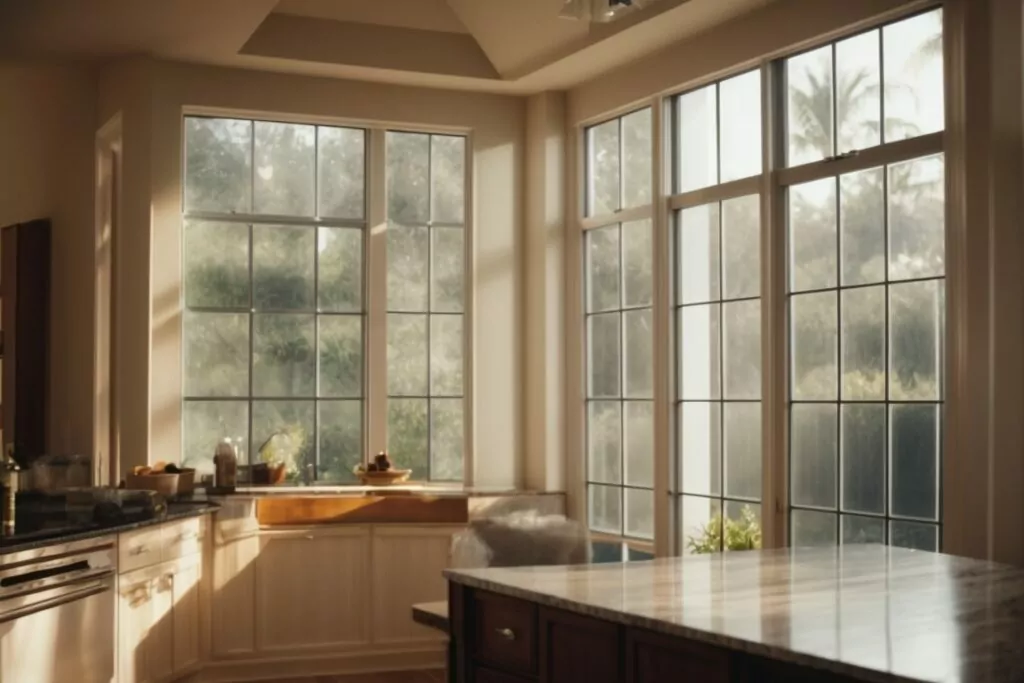 Orlando home interior with window tint film blocking sunlight