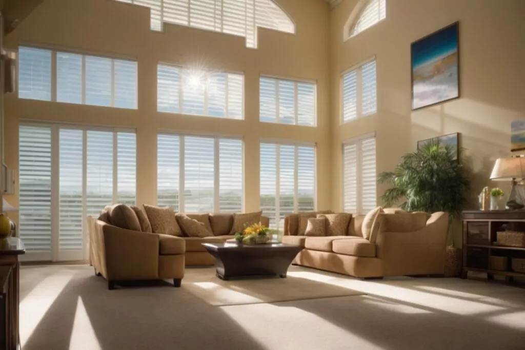 Sunlit room in Orlando with UV protection window film